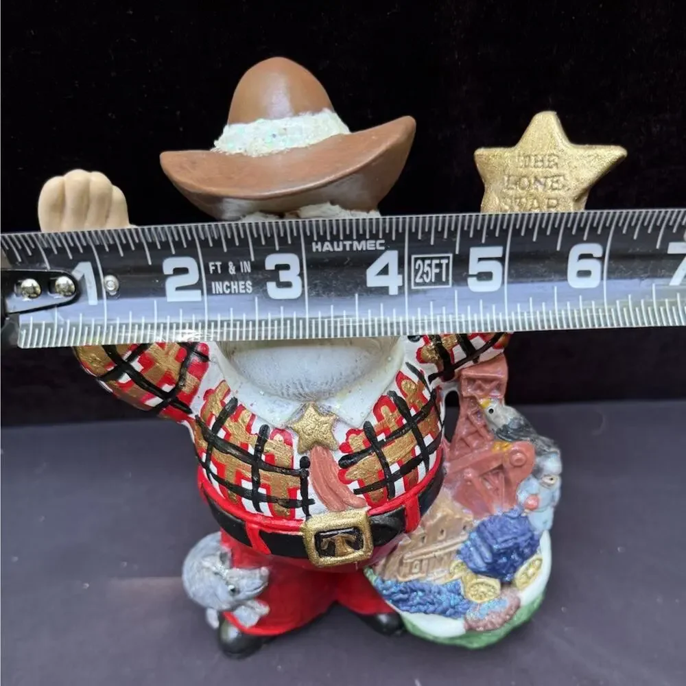 VTG 2000 Lone Star State TEXAS Cowboy Oil Santa Christmas Ceramic Mold Figure